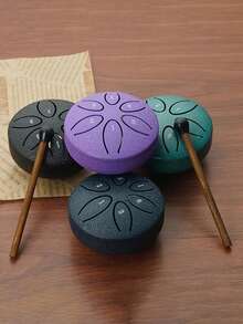 1pc Mini Steel Tongue Drum - 6 Notes, 3 Inch Steel Drum, Handpan, Musical Instrument. Includes Travel Bag, Mallet And Music Score. Ideal For Musicians. Available In Multiple Colors. - Multicolor - View 2