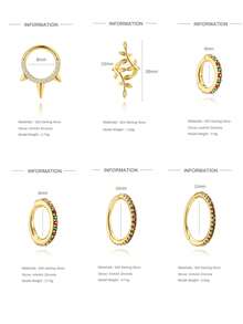 1Pc Colorful 925 Sterling Silver Earrings For Women Hiphop Bohemia Flat Back Stud Earring Ear Clip Helix Cartilage For Daily Wear Wedding Party Engagement Christmas Gifts Fine Jewelry - Gold - View 9