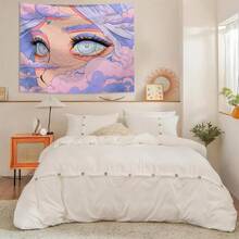 1件趣味动物挂毯，背景装饰，墙面装饰，涤纶材质，适用于客厅、卧室、办公室墙面装饰、宿舍、家居装饰、派对装饰，长方形印花厨房墙面挂布，带垂帘，附赠3个墙钉和2个夹子。 - 彩色 - 查看 4