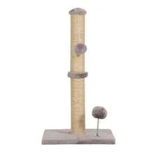 DOPINMIN Cat Scratching Post 33-Inch Natural Sisal Rope Scratch Post Mounting Methods Scratcher Tree Tower With Stable Base And Hanging Toy Balls For Indoor Cats And Kittens - 淺灰色 - 查看 3