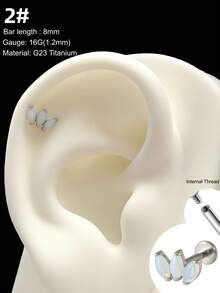 1件装时尚钛金唇钉，内螺纹耳钉，月光石、蛋白石、绿松石、叶子图案，5A级宝石，G23材质，植入级，心形耳骨环，鼻环，鼻中隔饰品，月亮、蝴蝶、星星耳骨环，铰链式鼻中隔耳环，耳廓、耳轮、耳屏耳环，唇钉，梦露唇环，唇钉，顶部螺丝平底耳钉，耳廓唇钉，梦露唇钉，美杜莎唇鼻穿孔饰品，适合女性日常佩戴，圣诞节和万圣节礼物