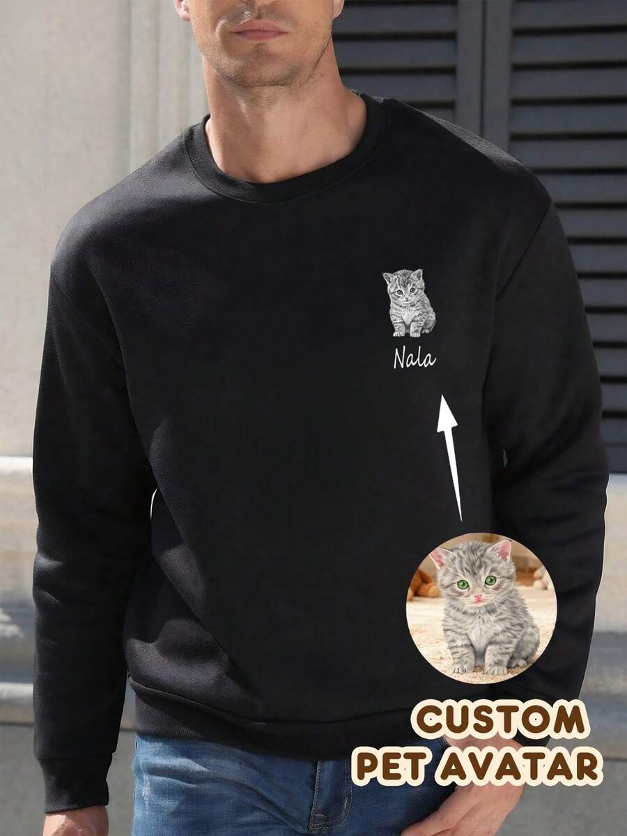 Customize Men's Pullovers, Upload The Pictures And Text You Want, Process Them To Create Gradient Effects, Making Them Gifts, Holiday Gifts, Christmas Gifts, Or Souvenirs. - Black - View 1