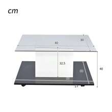 Coffee Table, High-Gloss Glass Coffee Table, Mobile Coffee Table With Swivel Casters
