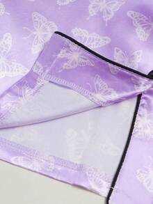 2pcs Tween Girl Purple Butterfly Short Sleeve Shorts Pajama Set - Multicolor - View 8