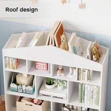 Organizador de juguetes para niños, estantería de madera de 40,7 pulgadas de ancho para casa de muñecas, guardería, con 9 compartimentos, para aula, sala de juegos - Blanco - Ver 4