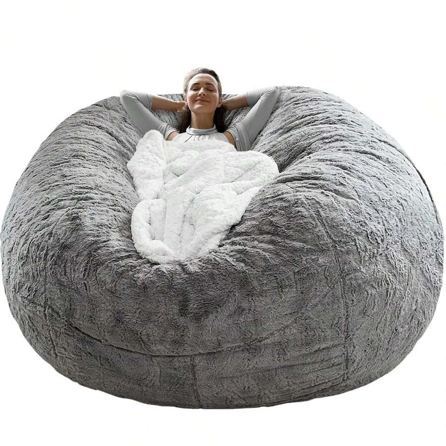 Black Friday1-Bean Bag Without Filling, 1 Count Comfortable Stylish Bean Bag Chair, Soft Comfy Bean Bag Sofa For Living Room, Bedroom, Home Decor - 灰色的 - 查看 1