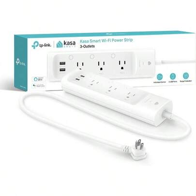 toma de corrienteKasa Smart Enchufe KP303 Protector de sobretennes con 3 Tomas Inteligentes controladas Individualmente y 2 Puertos USB Funciona con Alexa y Gooe Home no Requiere concentrador Color Blanco