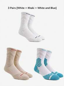 3 paia di calze da basket colori misti, calze da uomo in spugna imbottite, calze da compressione per calcio, corsa e attività all'aperto - Multicolore - Visualizzare 13