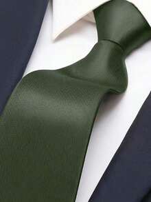 Solid Color Pinstripe Ties - Various Styles Of Formal Ties For Business And Work Environments. - 軍綠色 - 查看 2