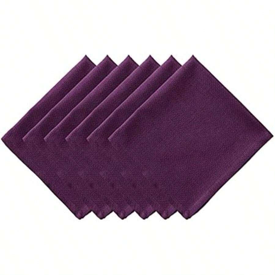 DII - s Basic Everyday de gran tamaño, 100% algodón, 20 x 20, juego de 6, berenjena abigarrada(Servilleta Berenjena) - Multicolor - Ver 1
