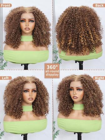 Perruque synthétique résistante à la chaleur de 14 pouces, ondulée et bouclée, avec une ligne de front en dentelle HD pré-épilée. Couleurs noire, brune et multicolore. Cheveux synthétiques épilés naturellement pour une utilisation quotidienne par les filles et les femmes. Perruque synthétique douce et naturelle pour le cosplay