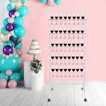 5-Tier Champagne Wall Holder With Swivel Metal Champagne Flutes Wine Display Stand Casters For Wedding Christmas Birthday Party 15.75"D X 25.98"W X 67.72"H - Multicolor - View 4