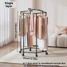 Coat Racks,Clothes Drying Rack With Wheels, Space-Saving Clothesline Home,Sturdy Metal Construction,Balcony, Living Room - màu đen - Xem 8