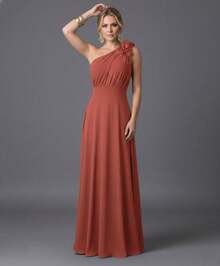 Elegant Mermaid-Style Long Dress For Bridesmaids, Graduates, And Guests, With A Floral Design, No Glitter, Suitable For Day Or Night. Available In Olive, Marsala, Terracotta, Fuchsia, Rose, And Other Colors. - đất nung - Xem 2