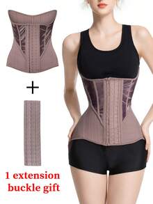 1件装女士健身塑身腰带（赠送1个延长扣），腰臀塑形压缩带，产后瘦身束腰带，简约设计，透气网眼面料