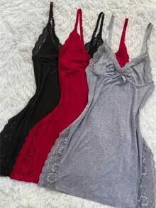 3-Piece Set Mixed Colors Lace Up Polyamide Sleeveless Short Skirt - Multicolor - View 12