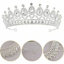 Tiara Nupcial Real, Accesorio para el Cabello de Boda Diamantes, Tiaras y Coronas para Mujer, para Nias, Tocado de, de Cumpleaos para Boda Cumpleaos Graduacin - Pago - Ver 1