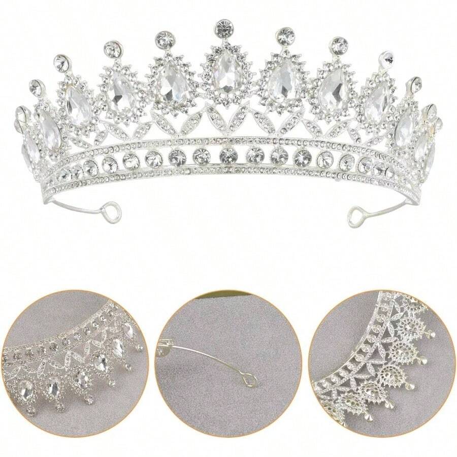 Tiara Nupcial Real, Accesorio para el Cabello de Boda Diamantes, Tiaras y Coronas para Mujer, para Nias, Tocado de, de Cumpleaos para Boda Cumpleaos Graduacin - Pago - Ver 1