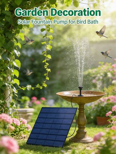 1.5W/1.8W Solar Fountain Water Pump, Suitable For Bird Bath, Upgraded Mini Solar Fountain With 6 Nozzles, Vertical Solar Panel Kit, For Garden, Pond, Pool And Outdoor Use, Gardening Decor Set