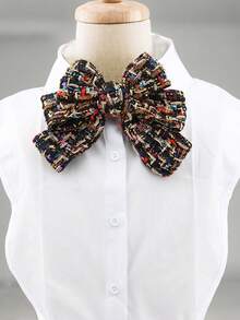 2 Peças Gola de Camisa Destacável Minimalista e Versátil com Gravata Borboleta de Cor Contrastante, Adequada para Uso Diário ou Ocasiões de Festa