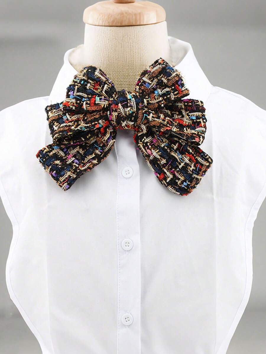 2 Peças Gola de Camisa Destacável Minimalista e Versátil com Gravata Borboleta de Cor Contrastante, Adequada para Uso Diário ou Ocasiões de Festa