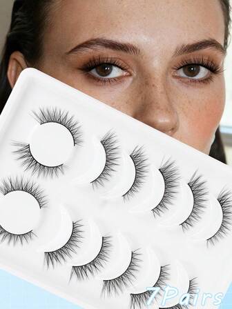 7 Pairs Of False Eyelashes, Natural Style, Lightweight And Soft, Create A Natural Makeup Look, Long And Slender, Beginner-Friendly, Easy To Use, Realistic, Suitable For Daily Wear