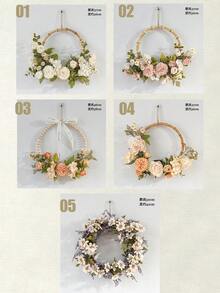 1 Set Romantic Retro Bohemian Style Artificial Rose Flower Wreath - Faux Floral Wall Hanging Decor, Valentine's Day Surprise Gift, Wedding Arch Backdrop, Restaurant Patio Decoration, Outdoor Camping Picnic Photography Prop, Reusable Silk Flower Garland, Suitable For Engagement Party, Living Room Decor, Romantic Aesthetic Home Party Essential - Multicolor - View 12