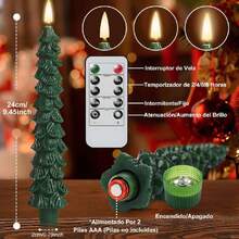 Velas Sin Llama en Forma de Árbol de Navidad, 4PCS Velas LED Sin Llama, 3D Velas de Navidad Decorativas, Velas LED Cerosas Sin Llama, con 2 Temporizador Remoto, para Navideña, Bodas, Fiestas,36772323 - Multicolor - Ver 6