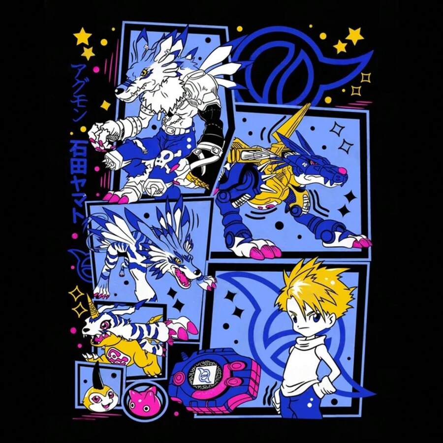 DESIGN VECTOR PREMIUM ANIME  V3 (EX) Unisex Casual Essential T-Shirt - Soft Touch Easy Care Daily Outfit - 黑色 - 查看 1