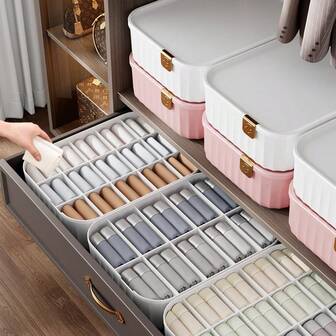 1 st plastavdelad förvaringslåda för underkläder och strumpor, förvaringslåda med femton lådor och lock, garderobslåda, sovrumstillbehör, garderobstillbehör, används för förvaring av underkläder, strumpor, näsdukar, slipsar, bälten, halsdukar, förvaringslådor, hemförvaring, skrivbordsförvaring, lådförvaring, garderobsförvaring