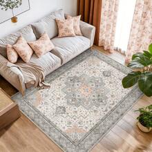 WISH TREE Alfombra moderna de patchwork geométrico, alfombra grande naranja moderna, alfombras decorativas contemporáneas para sala de estar, dormitorio, entrada, comedor, oficina, alfombra lavable. - BOHO Marrón-Gris - Ver 1