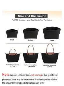 2025 Purse Organizer Insert For Le Pliage Tote Bag Organizer Insert Multi Pocket Felt Handbag Organizer Zipper Bag Organizer Inter Bag - Brown - View 3