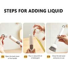 Kitchen Sink Scrub Brush - Dishwashing Brush | Rotating Dish Scrubber Tool | Pot Scrubber Refillable Long Handle Kitchen Tools for Cookware Pots Pans Cups Sink Stove Bottle Bathroom Shower - Blanco - Ver 8