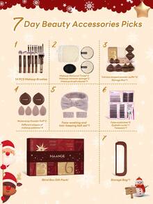 MAANGE 15/49pcs Makeup Tools Kit Christmas Gift Package Incluing Cosmetic Brush Set & Makeup Sponge & Eyelash Curler & Tweezers & False Eyelash Set & Hair Tie Set & Makeup Brush Cleaner Bowl & Storage Bag & Makeup Remover Wipe & Storage Box Good Christmas Gifts For Girls At Home Or On-The-Go Travel Makeup Brush Set - Multicolor - View 2
