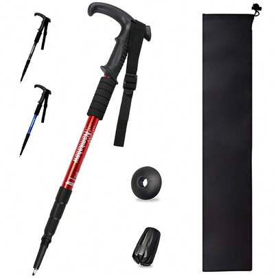 1 Piezas de Bastones de Trekking Ultra Ligeros y Plegables - Bastones de Senderismo Ajustables con Absorción de Impactos y Agarre Antideslizante - Ideales para Aventuras de Camping y Escalada (Hombres y Mujeres)