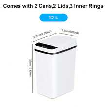 Senmeo (1 Pack) Plastic Sleek Style Sensor Trash Can, 3.2 Gal, Touchless Auto Open/Close, Odor-Proof Lid, Slim Shape, Bathroom/Bedroom/Living Room/Office, Battery Powered (AA Batteries Not Included), White - 1PC-3.17gal白色 - 查看 8