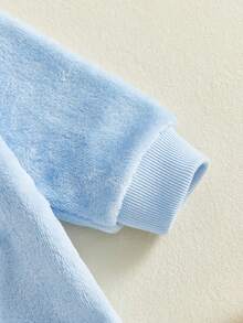 Infant Girl Boy Easter Rompers Long Sleeve Hooded Spring Full Zipper Fleece Rabbit Jumpsuit - Blue - View 5