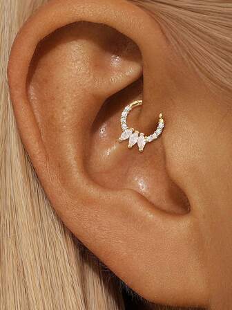 1PC 925 Sterling Silver Classic Double Diamond Hoop Earrings Cartilage Piercing Earrings Ear Cuff Tiny Hoop Earrings For Women Daily Wear Wedding Party Engagement Anniversary Valentine's Day