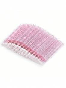 100 pièces/paquet Micro brosses à cils - Micro brosses à mascara noires - Micro brosses jetables - Micro brosses pour relevage des cils - Brosses à cils en fibre ultra fine, convenant pour les cils, les sourcils, l'ombre à paupières, pouvant être utilisées comme brosses spirales. - Rose bonbon - Voir 1