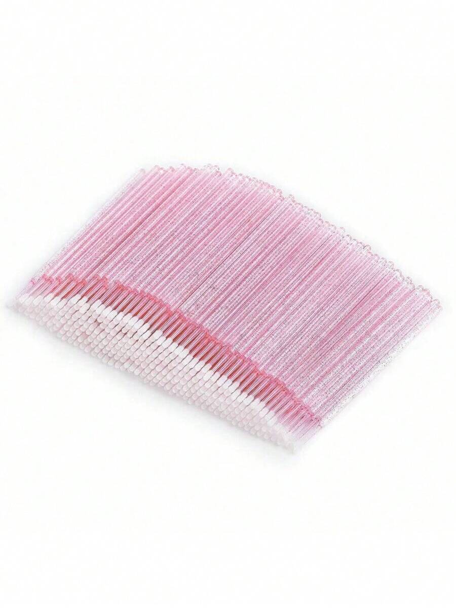 100 pièces/paquet Micro brosses à cils - Micro brosses à mascara noires - Micro brosses jetables - Micro brosses pour relevage des cils - Brosses à cils en fibre ultra fine, convenant pour les cils, les sourcils, l'ombre à paupières, pouvant être utilisées comme brosses spirales. - Rose bonbon - Voir 1