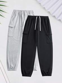 Men's Sports Pants With Drawstring Waist And Side Pockets, Suitable For Running, Basketball, Fitness And Other Sports - Black - View 1