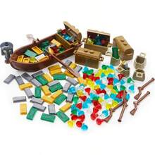 BroTex Pirate Accessories Money - Treasure Chest Building Block Bricks Pack Money Gold Bar Gems Diamonds Jewels With Pirate Boat Ship People Parts Building Bricks SetMaterial Safety And Rich Functionality - No2 - View 2