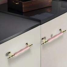 Alças de cerâmica rosa adoráveis e base de liga de zinco - Estilo vintage, perfeito para gavetas de penteadeira, guarda-roupas e armários antigos - Ideal para decoração de casa, alças de armário, alças de porta - Multicolorido - Visão 10