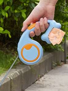 1pc 5m/3 Meters Retractable Dog Leash, One-Button Brake, Auto-Adjustable Length, Built-In Waste Bag Dispenser, Suitable For Medium & Small Dogs Walking - Multicolor - View 8