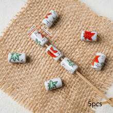 5pcs Delicate Hand-Painted Maple Leaf Series Ceramic Beads, Suitable For DIY Bracelets, Necklaces, Earrings, Phone Straps, Bag Charms, Jewelry Accessories, Loose Beads - Multicolor - View 9