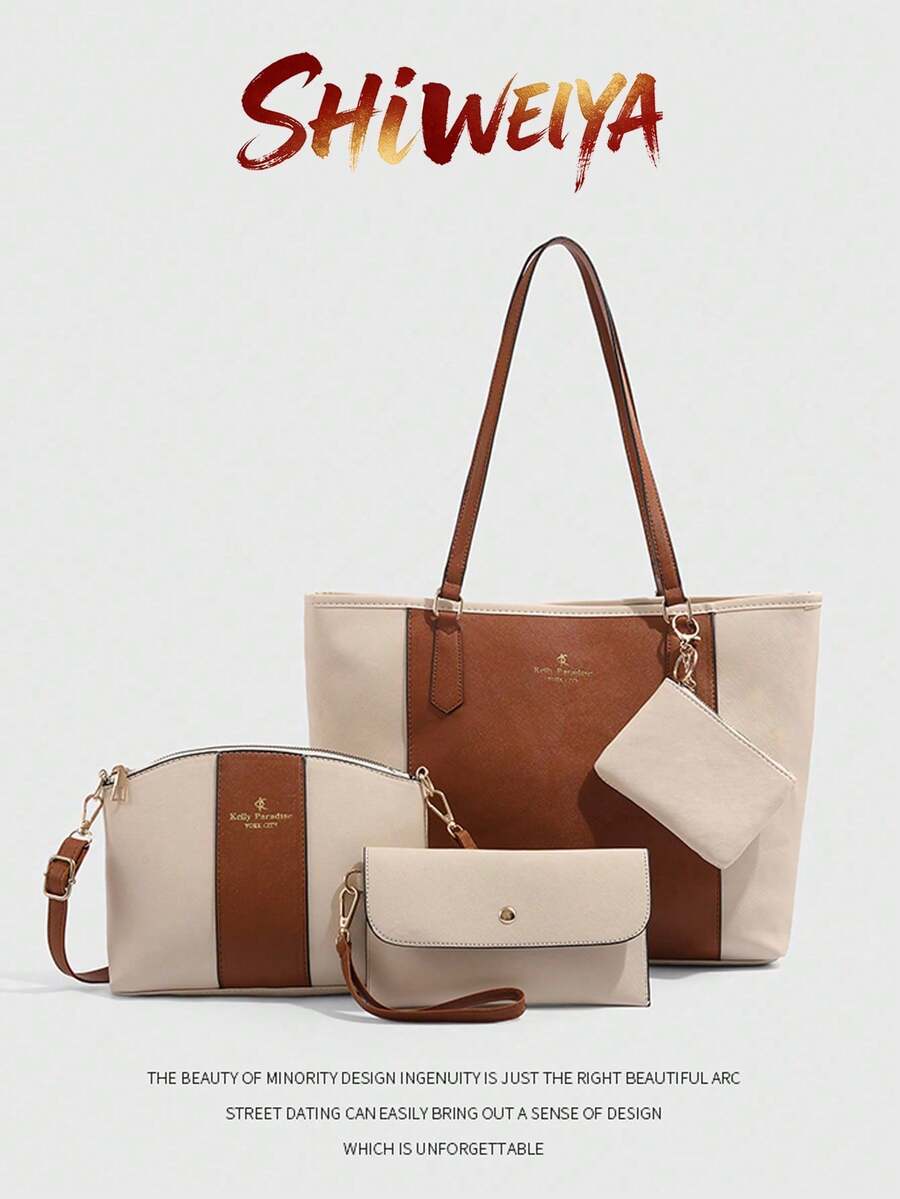 Túi Tote trơn nhiều màu, sức chứa lớn, nhiều mảnh, họa tiết chữ thập, phong cách Châu Âu và Mỹ mới, Túi xách đeo chéo vai cổ điển - Xem 1