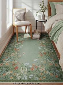 1 Pc Boho Modern Parisian Garden Floral Carpet For Living Room, Non-Skid Rust Rug Print Vintage Farmhouse Carpet For Bedroom Dining Room Dorm Office Home Decor - 薄荷綠 - 查看 5