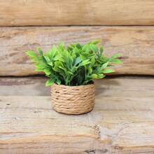 4/1pc Artificial Mini Green Potted Plant, Fake Plastic Bonsai, Suitable For Home, Office, Dining Table, Farmhouse, Garden, Bathroom Decor - Olive Green - View 1