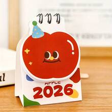 1个迷你可爱苹果日历，桌面迷你日历，2026年每日计划表，主题鲜明，英文文本，耐用紧凑型桌面日历，带有月份标签和每日复选框，适用于家庭、办公室、教室、返校季 - 彩色 - 查看 11