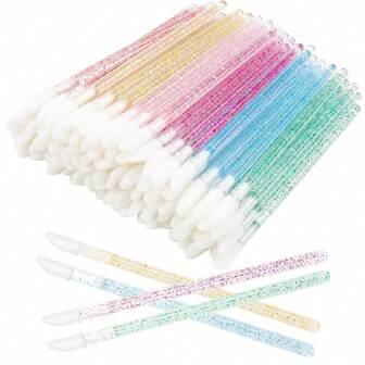 50 Piezas/100 Piezas/500 Piezas, Pincel de labios, Pincel de labios desechable, Aplicador de lápiz labial, Paleta de maquillaje, Cepillo de limpieza mini, Herramienta de injerto de pestañas, Se puede usar para aplicar lápiz labial/lápiz labial/esmalte de uñas/corrector/maquillaje de ojos, y también se puede usar como hisopo de limpieza